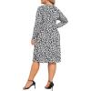 image:imagePOSESHE Womens Plus Size Dresses Long Sleeves Crew Neck Casual Dresses Empire Waist Loose Flowy Dress with PocketsLeopard White