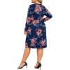 image:imagePOSESHE Womens Plus Size Dresses Long Sleeves Crew Neck Casual Dresses Empire Waist Loose Flowy Dress with PocketsNavy Blue Floral