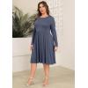 image:imagePOSESHE Womens Plus Size Dresses Long Sleeves Crew Neck Casual Dresses Empire Waist Loose Flowy Dress with PocketsPurple Grey