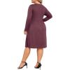 image:imagePOSESHE Womens Plus Size Dresses Long Sleeves Crew Neck Casual Dresses Empire Waist Loose Flowy Dress with PocketsPurple Red