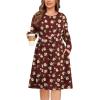 image:imagePOSESHE Womens Plus Size Dresses Long Sleeves Crew Neck Casual Dresses Empire Waist Loose Flowy Dress with PocketsRed Begonia