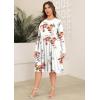 image:imagePOSESHE Womens Plus Size Dresses Long Sleeves Crew Neck Casual Dresses Empire Waist Loose Flowy Dress with PocketsRose White