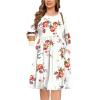 image:imagePOSESHE Womens Plus Size Dresses Long Sleeves Crew Neck Casual Dresses Empire Waist Loose Flowy Dress with PocketsRose White