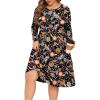 image:imagePOSESHE Womens Plus Size Dresses Long Sleeves Crew Neck Casual Dresses Empire Waist Loose Flowy Dress with PocketsBlack Colorful Fl
