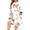image:imagePOSESHE Womens Plus Size Dresses Long Sleeves Crew Neck Casual Dresses Empire Waist Loose Flowy Dress with PocketsRose White