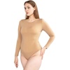 image:imagePOSESHE Plus Size Long Sleeve Bodysuit for Women Round Neck Essential Top Soft amp NonSeeThrough M5XLBeige