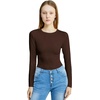 image:imagePOSESHE Plus Size Long Sleeve Bodysuit for Women Round Neck Essential Top Soft amp NonSeeThrough M5XLBrown