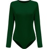 image:imagePOSESHE Plus Size Long Sleeve Bodysuit for Women Round Neck Essential Top Soft amp NonSeeThrough M5XLDark Green