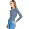 image:imagePOSESHE Plus Size Long Sleeve Bodysuit for Women Round Neck Essential Top Soft amp NonSeeThrough M5XLDenim Blue