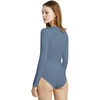 image:imagePOSESHE Plus Size Long Sleeve Bodysuit for Women Round Neck Essential Top Soft amp NonSeeThrough M5XLDenim Blue