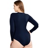 image:imagePOSESHE Plus Size Long Sleeve Bodysuit for Women Round Neck Essential Top Soft amp NonSeeThrough M5XLNavy Blue