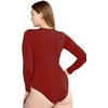 image:imagePOSESHE Plus Size Long Sleeve Bodysuit for Women Round Neck Essential Top Soft amp NonSeeThrough M5XLWine Red