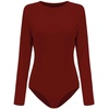 image:imagePOSESHE Plus Size Long Sleeve Bodysuit for Women Round Neck Essential Top Soft amp NonSeeThrough M5XLWine Red