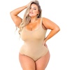 image:imagePOSESHE Womens Plus Size Bodysuit Square Neck Sleeveless Tank Top Sexy Bodysuits For Curvy Women Outfits M5XBeige