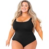 image:imagePOSESHE Womens Plus Size Bodysuit Square Neck Sleeveless Tank Top Sexy Bodysuits For Curvy Women Outfits M5XBlack 3 Pack