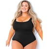 image:imagePOSESHE Womens Plus Size Bodysuit Square Neck Sleeveless Tank Top Sexy Bodysuits For Curvy Women Outfits M5XBlack
