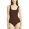 image:imagePOSESHE Womens Plus Size Bodysuit Square Neck Sleeveless Tank Top Sexy Bodysuits For Curvy Women Outfits M5XCoffee