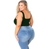 image:imagePOSESHE Womens Plus Size Bodysuit Square Neck Sleeveless Tank Top Sexy Bodysuits For Curvy Women Outfits M5XGreen