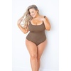 image:imagePOSESHE Womens Plus Size Bodysuit Square Neck Sleeveless Tank Top Sexy Bodysuits For Curvy Women Outfits M5XLinen Brown