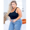 image:imagePOSESHE Womens Plus Size Bodysuit Square Neck Sleeveless Tank Top Sexy Bodysuits For Curvy Women Outfits M5XNavy Blue