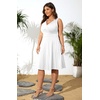 image:imagePOSESHE Womens Plus Size Dresses Summer Short Sleeve Wrap VNeck Sundress Casual Wedding Guest Cocktail Dress with Pockets02white