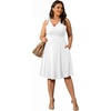 image:imagePOSESHE Womens Plus Size Dresses Summer Short Sleeve Wrap VNeck Sundress Casual Wedding Guest Cocktail Dress with Pockets02white