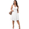 image:imagePOSESHE Womens Plus Size Dresses Summer Short Sleeve Wrap VNeck Sundress Casual Wedding Guest Cocktail Dress with Pockets02white