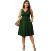 image:imagePOSESHE Womens Plus Size Dresses Summer Short Sleeve Wrap VNeck Sundress Casual Wedding Guest Cocktail Dress with Pockets06green