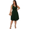 image:imagePOSESHE Womens Plus Size Dresses Summer Short Sleeve Wrap VNeck Sundress Casual Wedding Guest Cocktail Dress with Pockets06green