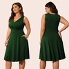 image:imagePOSESHE Womens Plus Size Dresses Summer Short Sleeve Wrap VNeck Sundress Casual Wedding Guest Cocktail Dress with Pockets06green