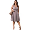 image:imagePOSESHE Womens Plus Size Dresses Summer Short Sleeve Wrap VNeck Sundress Casual Wedding Guest Cocktail Dress with Pockets06grey