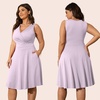 image:imagePOSESHE Womens Plus Size Dresses Summer Short Sleeve Wrap VNeck Sundress Casual Wedding Guest Cocktail Dress with Pockets06light Purple