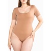 image:imagePOSESHE Womens Plus Size Short Sleeve Square Neck Tank Top Bodysuit M5XBeige