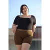 image:imagePOSESHE Womens Plus Size Short Sleeve Square Neck Tank Top Bodysuit M5XBlack
