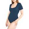 image:imagePOSESHE Womens Plus Size Short Sleeve Square Neck Tank Top Bodysuit M5XDenim Blue