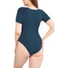 image:imagePOSESHE Womens Plus Size Short Sleeve Square Neck Tank Top Bodysuit M5XDenim Blue