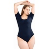 image:imagePOSESHE Womens Plus Size Short Sleeve Square Neck Tank Top Bodysuit M5XNavy Blue
