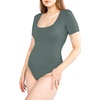 image:imagePOSESHE Womens Plus Size Short Sleeve Square Neck Tank Top Bodysuit M5XOlive Green