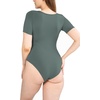 image:imagePOSESHE Womens Plus Size Short Sleeve Square Neck Tank Top Bodysuit M5XOlive Green
