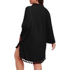 image:imagePOSESHE Womens Plus Size Swimsuit Cover Ups Shirts 2025 Fashion Summer Tassel Beach Bathing Suit for Swimwear Bikini DressBlack