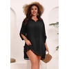 image:imagePOSESHE Womens Plus Size Swimsuit Cover Ups Shirts 2025 Fashion Summer Tassel Beach Bathing Suit for Swimwear Bikini DressBlack