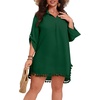 image:imagePOSESHE Womens Plus Size Swimsuit Cover Ups Shirts 2025 Fashion Summer Tassel Beach Bathing Suit for Swimwear Bikini DressGreen