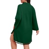 image:imagePOSESHE Womens Plus Size Swimsuit Cover Ups Shirts 2025 Fashion Summer Tassel Beach Bathing Suit for Swimwear Bikini DressGreen