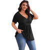 image:imagePOSESHE Womens Plus Size Tops 2026 Summer Short Sleeves Tunic Tops Casual VNeck Wrap Shirts Cute Dressy Work Blouses L4XLBlack