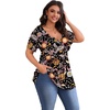 image:imagePOSESHE Womens Plus Size Tops 2026 Summer Short Sleeves Tunic Tops Casual VNeck Wrap Shirts Cute Dressy Work Blouses L4XLBlack Colorful Floral