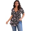 image:imagePOSESHE Womens Plus Size Tops 2026 Summer Short Sleeves Tunic Tops Casual VNeck Wrap Shirts Cute Dressy Work Blouses L4XLBlack Pink Floral