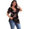 image:imagePOSESHE Womens Plus Size Tops 2026 Summer Short Sleeves Tunic Tops Casual VNeck Wrap Shirts Cute Dressy Work Blouses L4XLBlack Rose