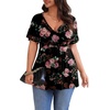 image:imagePOSESHE Womens Plus Size Tops 2026 Summer Short Sleeves Tunic Tops Casual VNeck Wrap Shirts Cute Dressy Work Blouses L4XLBlack Rose