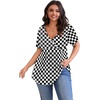 image:imagePOSESHE Womens Plus Size Tops 2026 Summer Short Sleeves Tunic Tops Casual VNeck Wrap Shirts Cute Dressy Work Blouses L4XLBlack W Grid