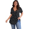 image:imagePOSESHE Womens Plus Size Tops 2026 Summer Short Sleeves Tunic Tops Casual VNeck Wrap Shirts Cute Dressy Work Blouses L4XLBlack White Floral
